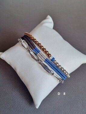 New men's hematite with stainless steel and hand braiding 3 piece set bracelet